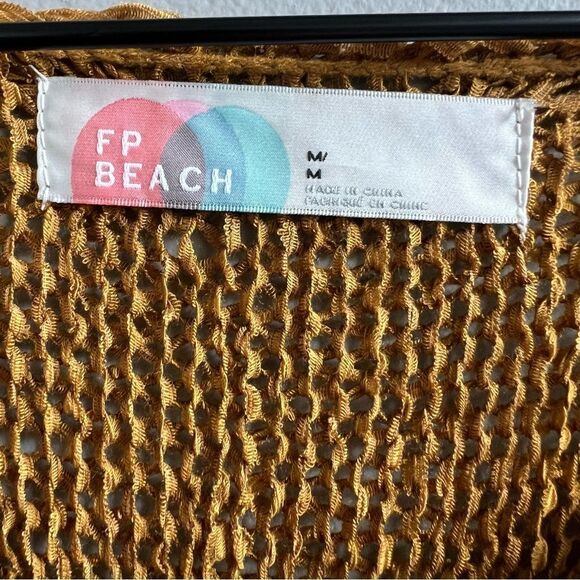 Free People Beach Naomi Tunic Sweater Swim Cover Up Mustard Yellow Gold Medium - Picture 4 of 11